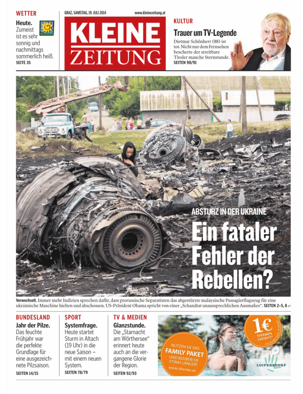 Trümmer eines Flugzeugs in der Ukraine, möglicherweise die Folge eines Abschusses.