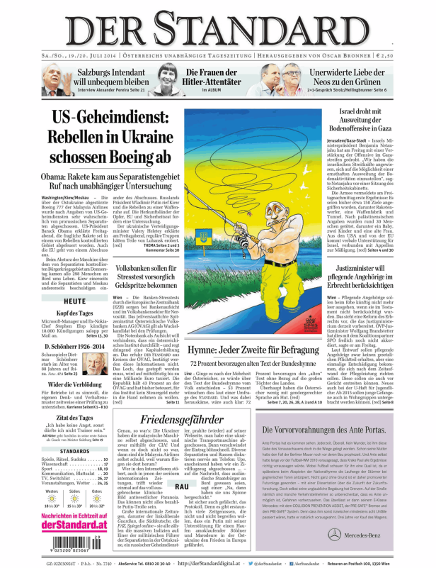 Eine Karikatur zeigt Putin, der mit einer Angel vor einer blau-gelben Flagge steht.