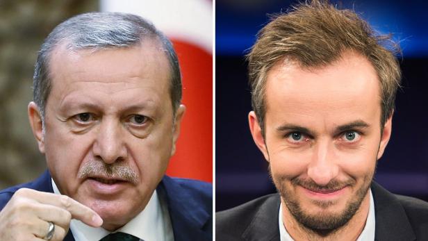 Ein Doppelporträt von Recep Tayyip Erdoğan und Jan Böhmermann.