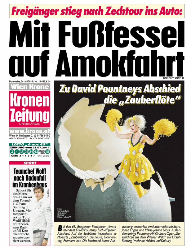 Szene aus David Pountneys Inszenierung von Mozarts „Zauberflöte“ bei den Bregenzer Festspielen.