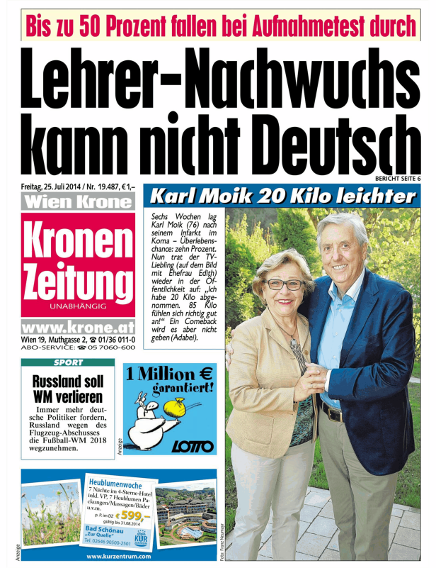 Karl Moik mit seiner Frau Edith nach seinem Gewichtsverlust.