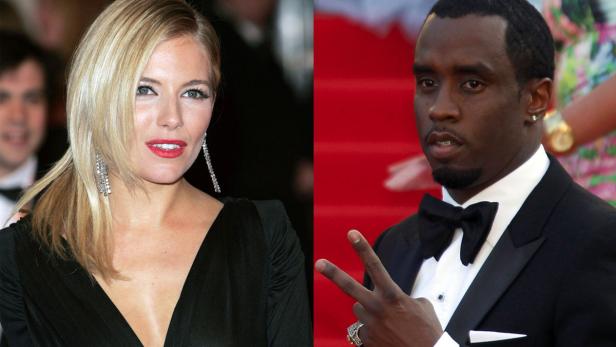 Ein zusammengesetztes Bild von Sienna Miller und Sean Combs (P. Diddy) auf dem roten Teppich.