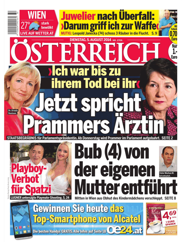 Titelseite der Zeitung „Österreich“ vom 5. August 2014.