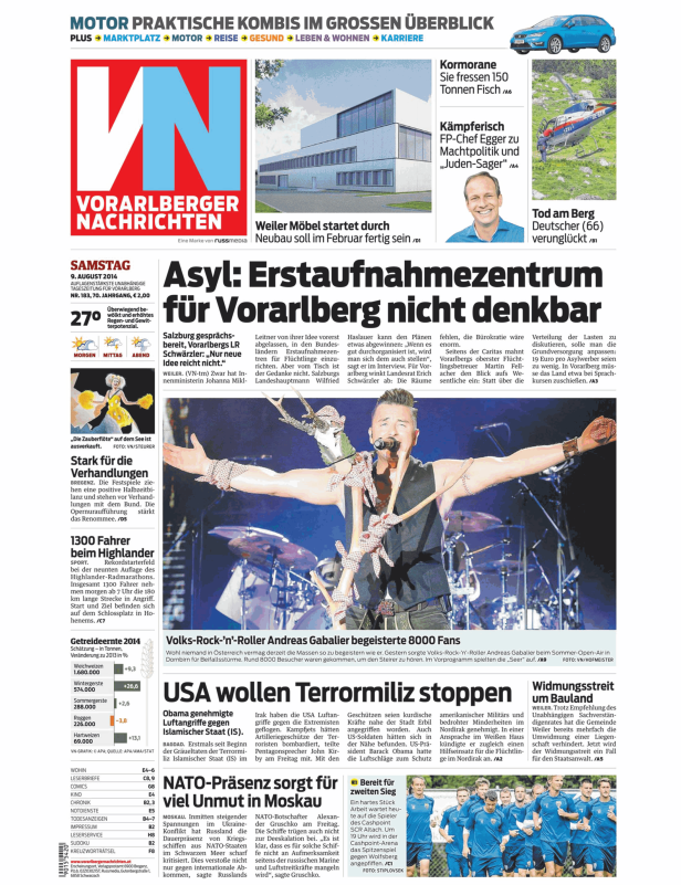 Andreas Gabalier begeistert 8000 Fans bei einem Sommer-Open-Air in Dornbirn.