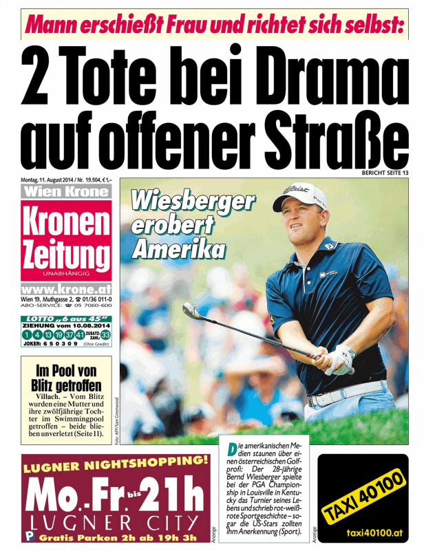 Bernd Wiesberger beim Golfspiel, laut Zeitung erobert er Amerika.