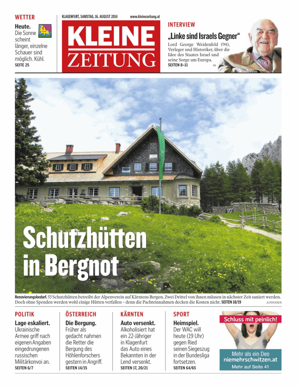 Eine Schutzhütte des Alpenvereins in den Bergen Kärntens.