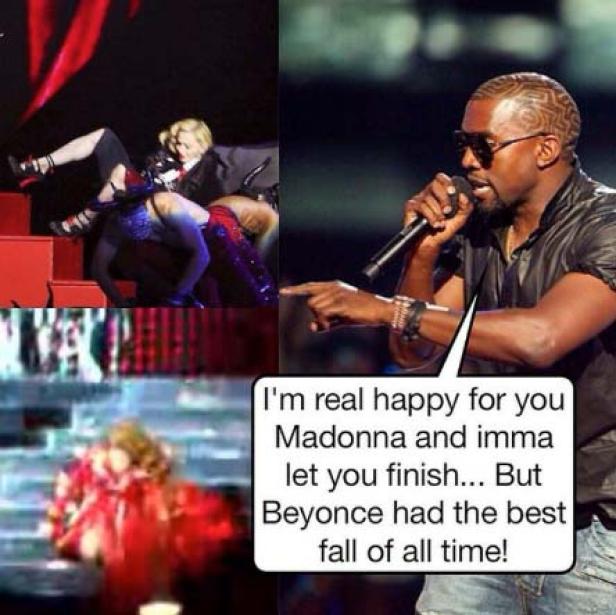 Memes und Bilder von Madonnas Sturz bei den Brit Awards