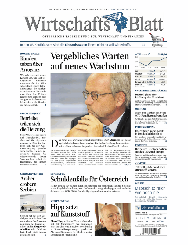 Karl Aiginger, Chef des Wirtschaftsforschungsinstituts, ist wenig optimistisch für Österreichs Konjunktur.