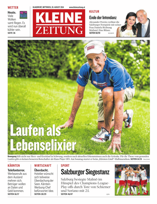 Hans Plajer (85) startet beim „Kärnten Läuft“-Halbmarathon.