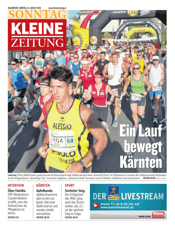 Viele Menschen nehmen an einem Laufwettbewerb in Kärnten teil.