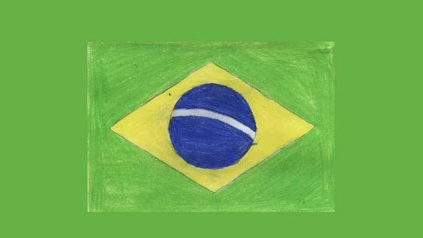Eine gezeichnete Darstellung der brasilianischen Flagge.