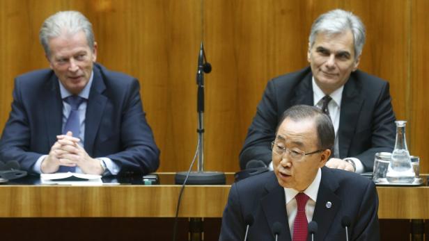 U.N. Secretary General Ban delivers a speech in fr