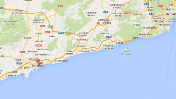 xyz Eine Karte der Region um Tarragona in Spanien.