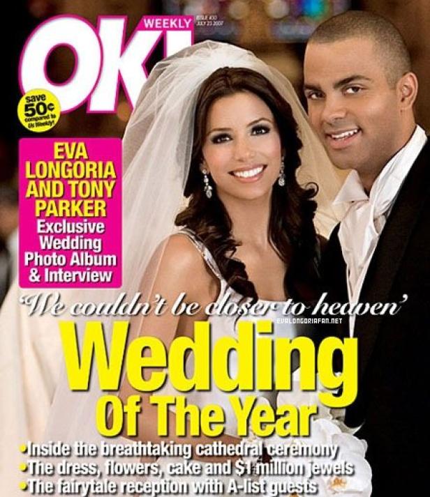 Das Cover des OK!-Magazins zeigt Eva Longoria und Tony Parker bei ihrer Hochzeit.
