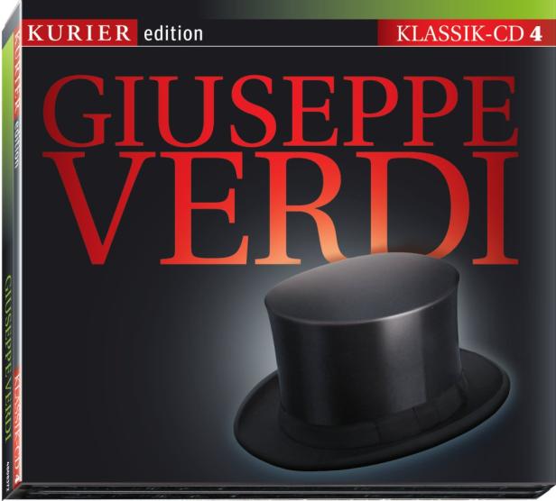 Das Cover der „Kurier Edition“-Klassik-CD 4 mit Musik von Giuseppe Verdi und einem Zylinderhut.