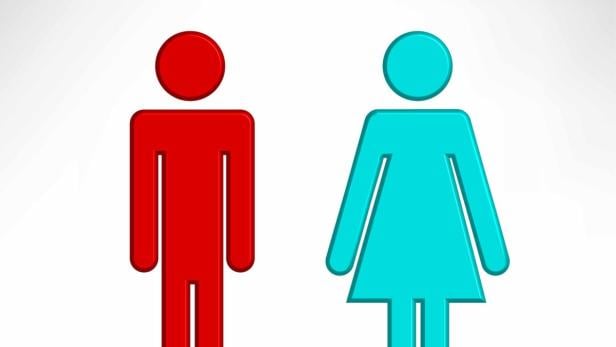 Editable vector grunge design of man and woman sym…