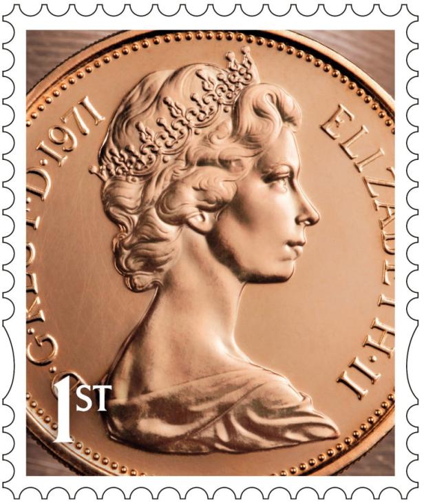 Eine Briefmarke mit dem Bildnis von Königin Elizabeth II. aus dem Jahr 1971.