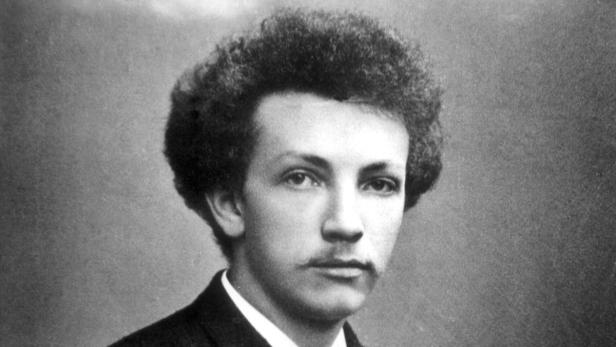 Ein Schwarz-Weiß-Porträt des jungen Rudolf Steiner.