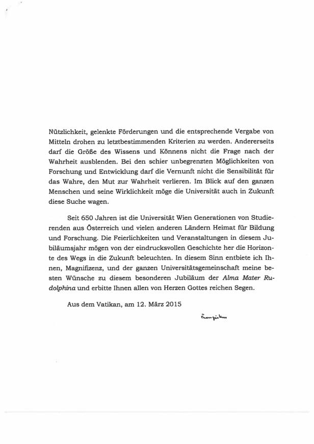 Die letzte Seite des Schreibens