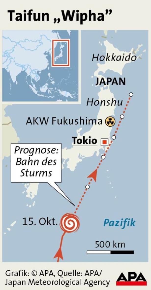 Taifun "Wipha" zieht in Richtung Fukushima