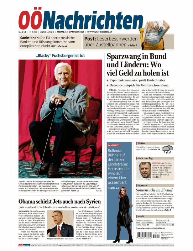 Titelseiten vom 12.09.2014