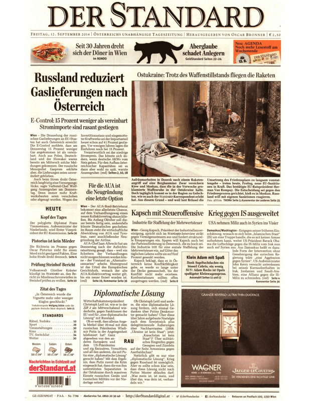 Titelseiten vom 12.09.2014