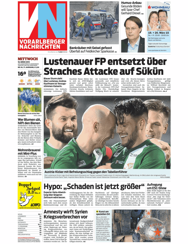 Jubelnde Austria-Kicker nach einem 3:1-Sieg gegen Mattersburg.
