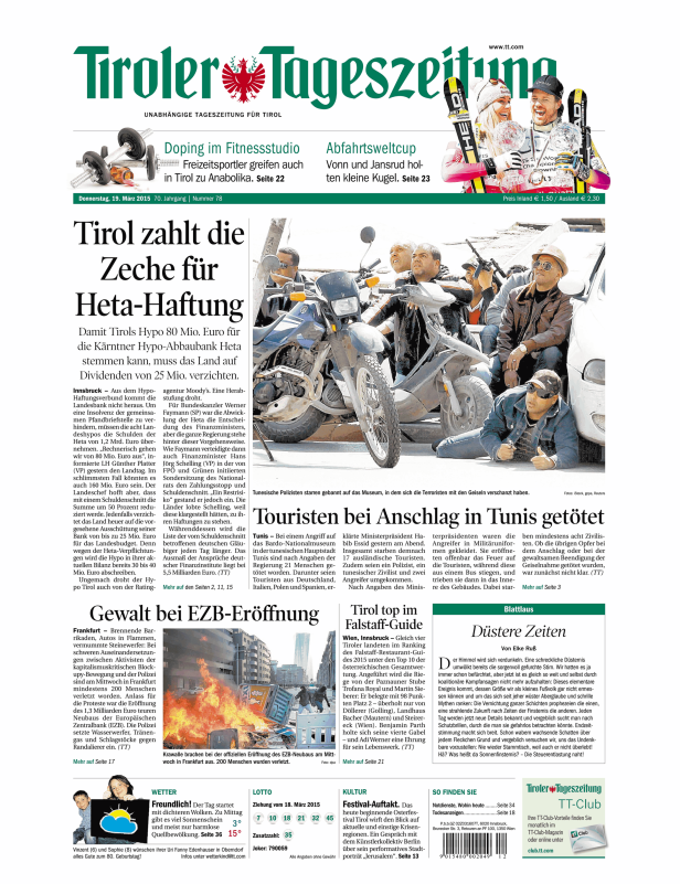 Titelseiten vom 19.03.2015