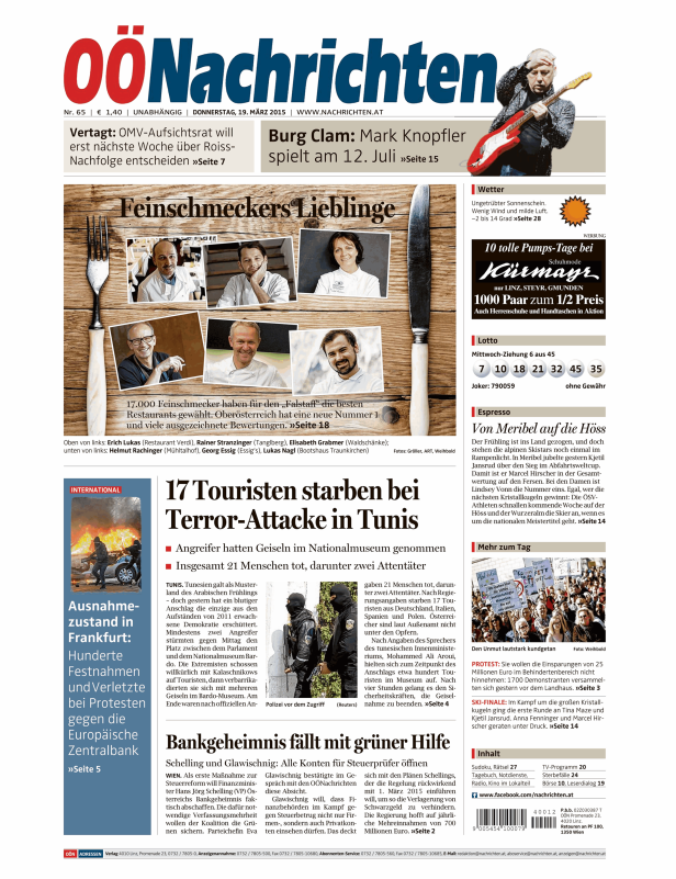Titelseiten vom 19.03.2015