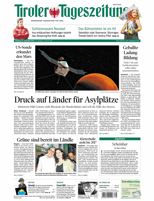 Die NASA-Sonde „Maven“ erreicht den Orbit des Roten Planeten Mars.