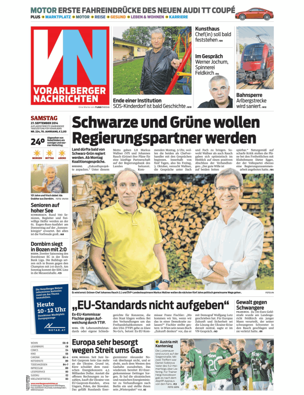 Johannes Rauch und Markus Wallner wollen politisch gemeinsame Wege gehen.