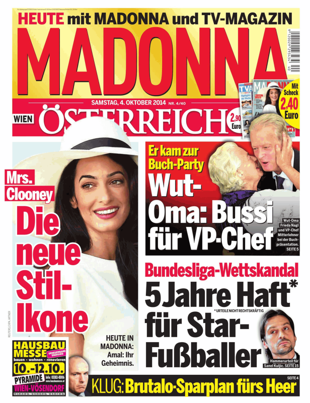 Titelseite der Zeitschrift „Madonna“ mit Amal Clooney als neuer Stilikone.