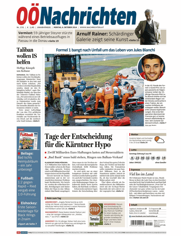 Rettungskräfte bergen das Auto von Jules Bianchi nach einem Unfall beim Formel-1-Grand-Prix von Japan 2014.