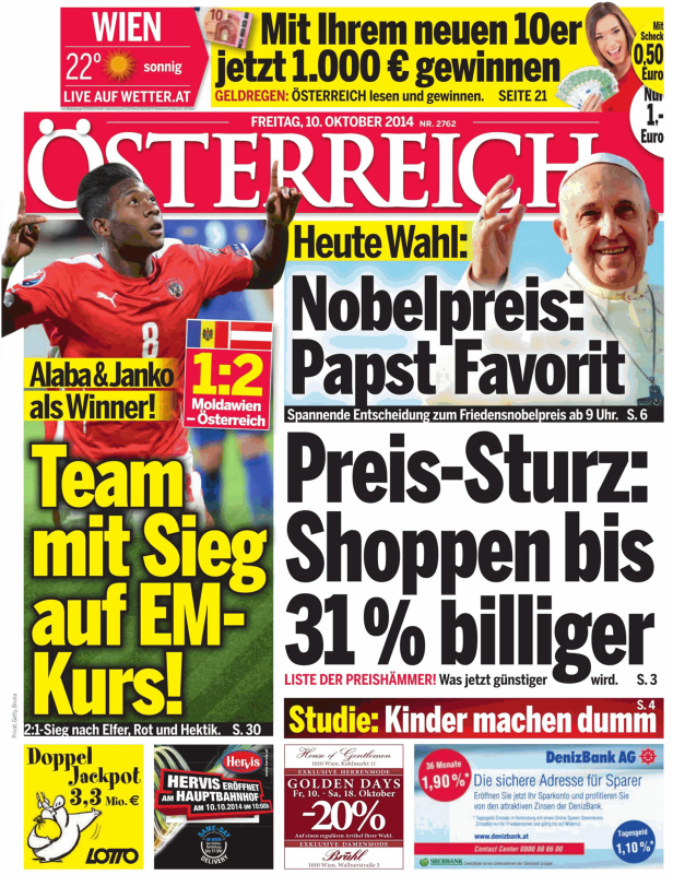 Titelseiten vom 10.10.2014
