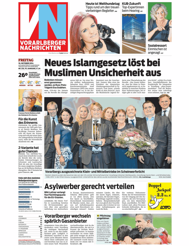 Titelseiten vom 10.10.2014
