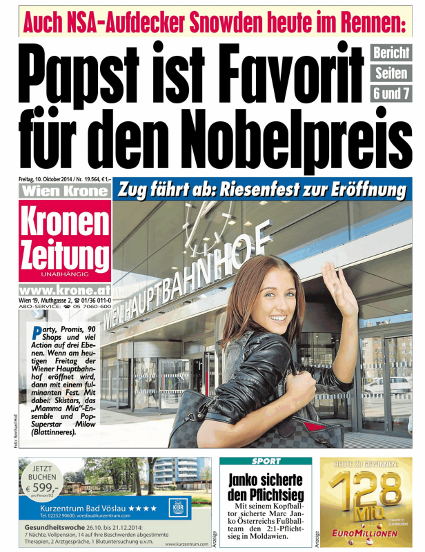 Titelseiten vom 10.10.2014