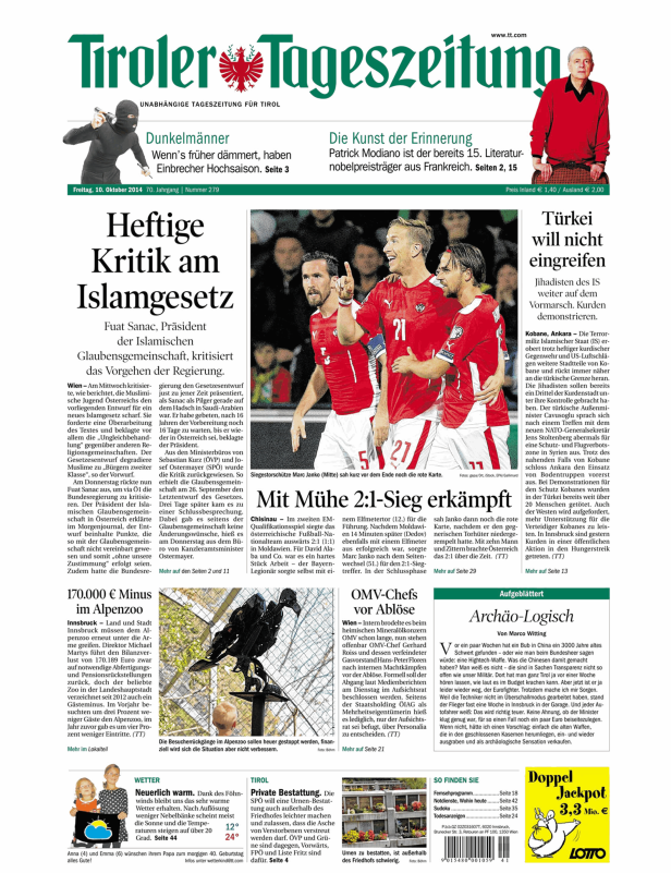 Titelseiten vom 10.10.2014