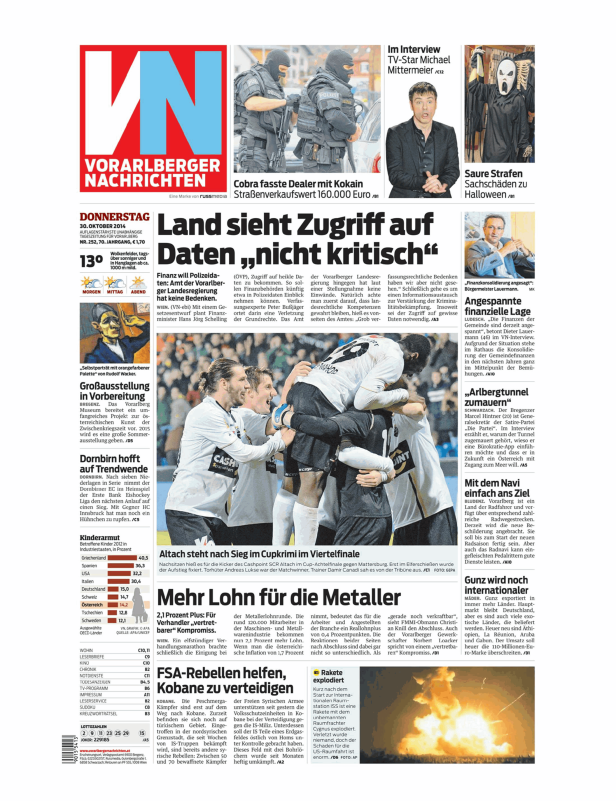 Titelseiten vom 30.10.2014