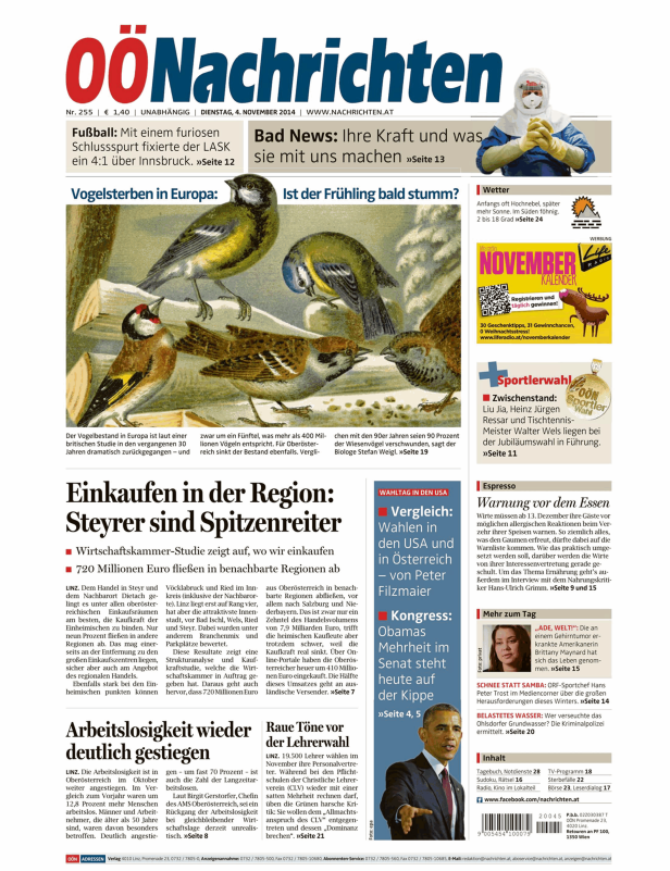 Eine Illustration verschiedener Vogelarten, die auf einem Ast sitzen.