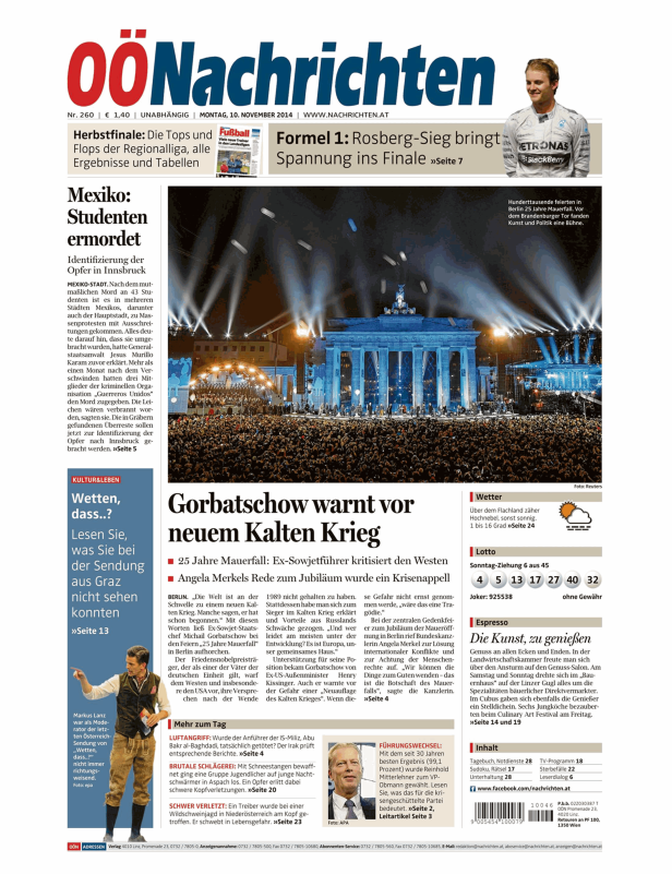 Hunderttausende feierten in Berlin den 25. Jahrestag des Mauerfalls vor dem Brandenburger Tor.