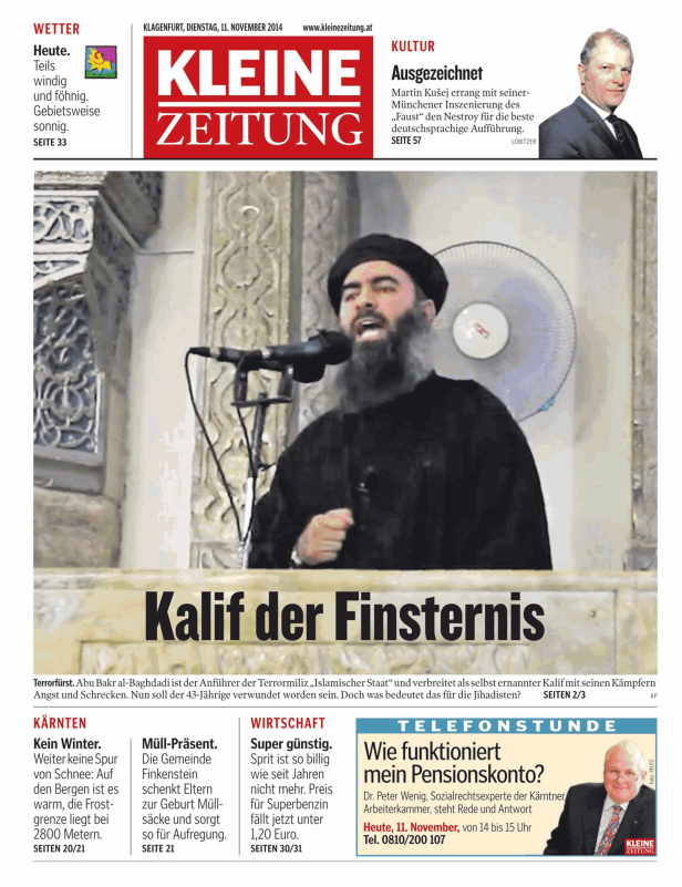 Abu Bakr al-Baghdadi, der Anführer des „Islamischen Staates“, hält eine Rede.
