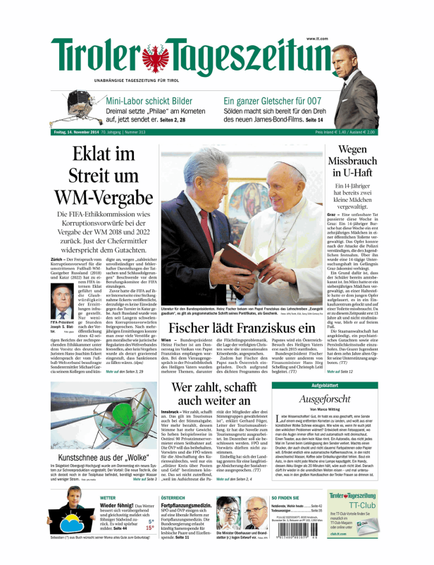 Bundespräsident Fischer empfängt Papst Franziskus im Vatikan.