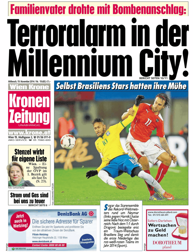 Neymar im Spiel gegen Österreich während eines Fußballspiels.