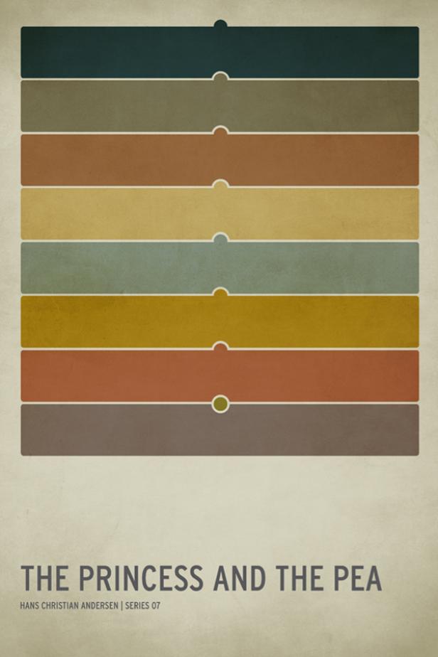 Grafische Darstellung von „Die Prinzessin auf der Erbse“ mit horizontalen Farbschichten.