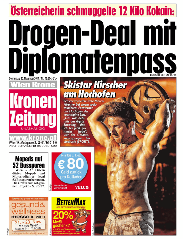Marcel Hirscher bei einem Fotoshooting am Hochofen der voestalpine Linz.