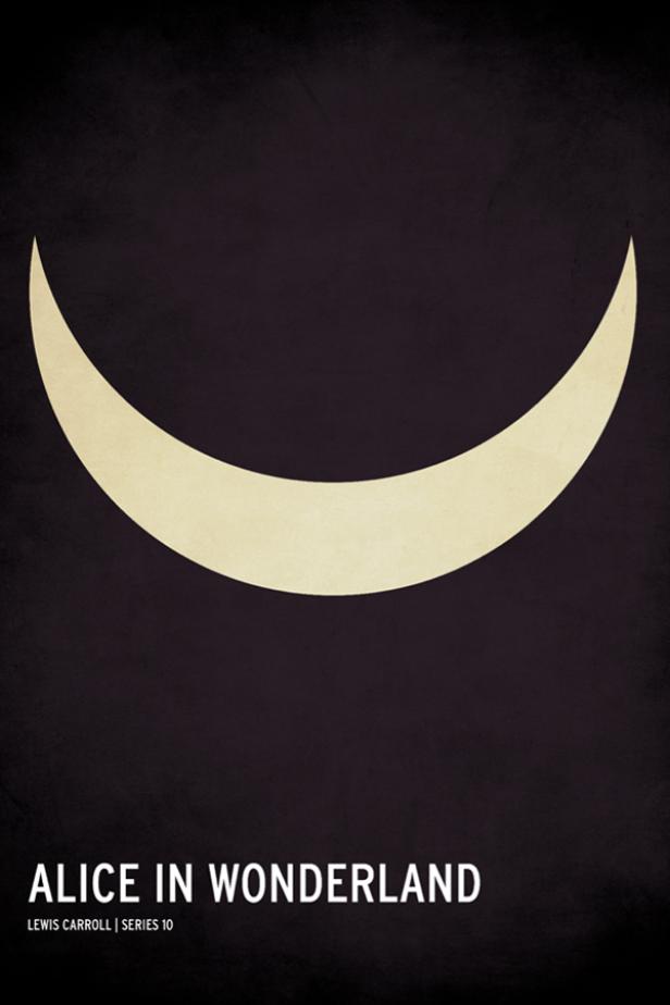 Minimalistisches Poster für „Alice im Wunderland“ mit der Grinsekatze.
