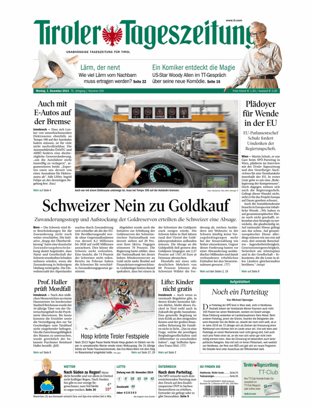 Titelseiten vom 01.12.2014