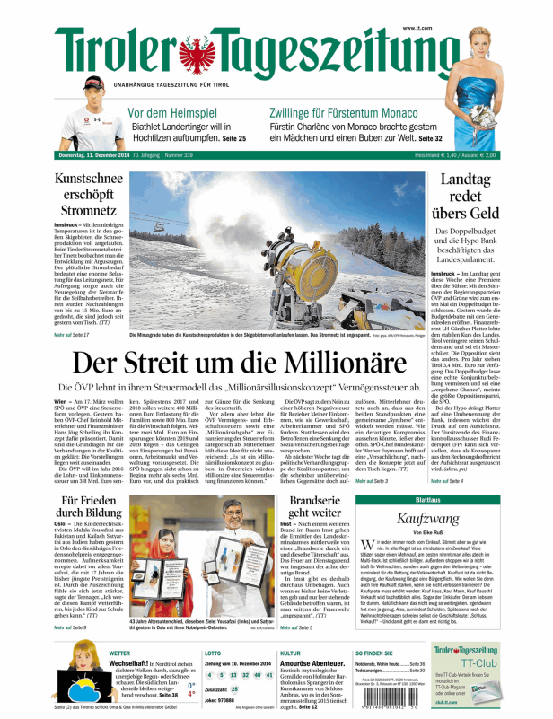 Eine Schneekanone erzeugt Kunstschnee auf einer Skipiste in Tirol.