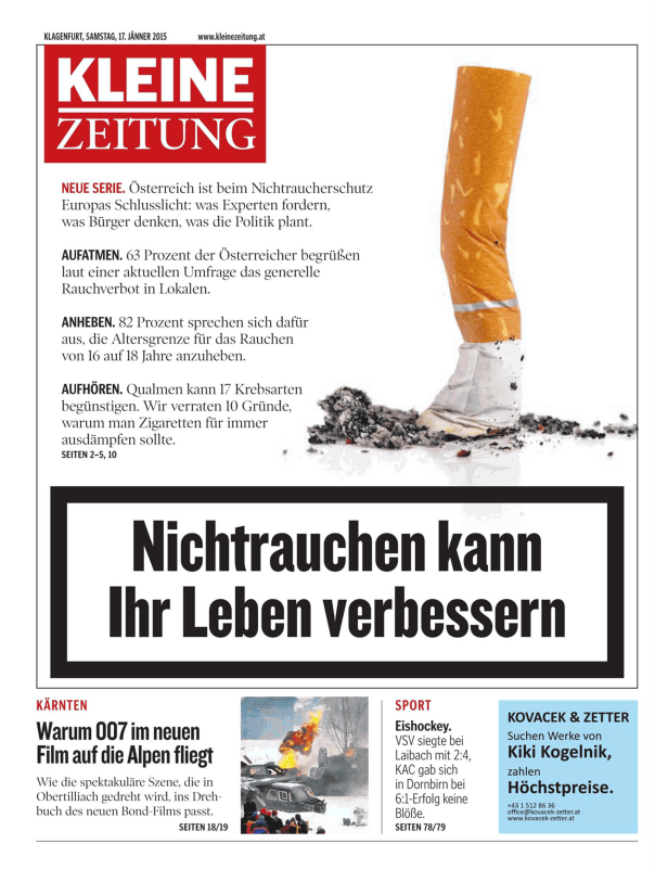Eine Zigarettenkippe liegt auf dem Boden.