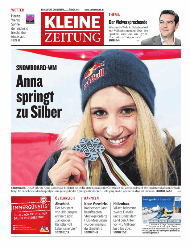 Anna Gasser mit ihrer Silbermedaille bei der Snowboard-Weltmeisterschaft.